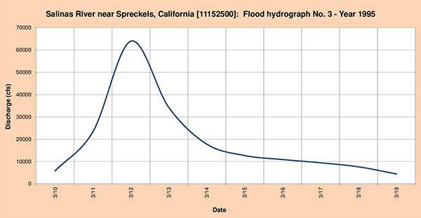 Flood hydrograph measured in 1995.