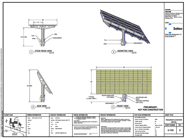 Rugged Solar Farm tracker elevation detail 