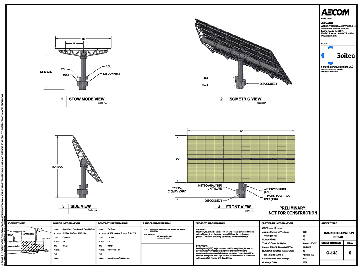 Tierra del Sol Solar Farm tracker elevation detail