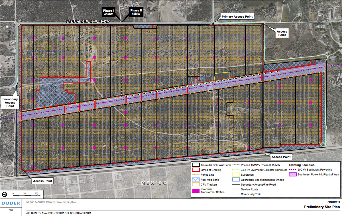 Preliminary site plan of Tierra del Solar Farm