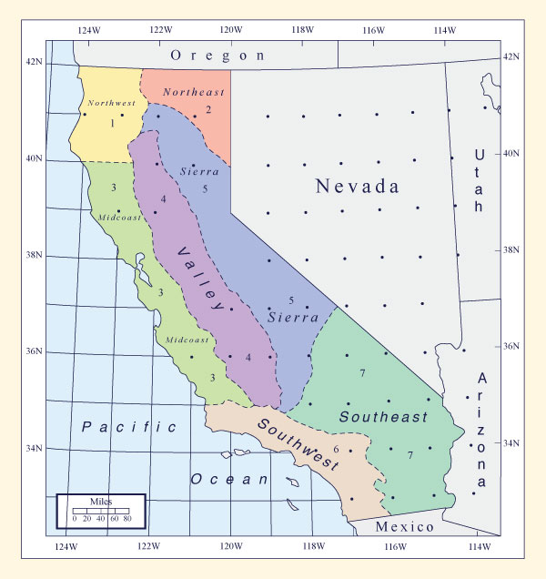 Regional boundaries for development 
of PMP  in California