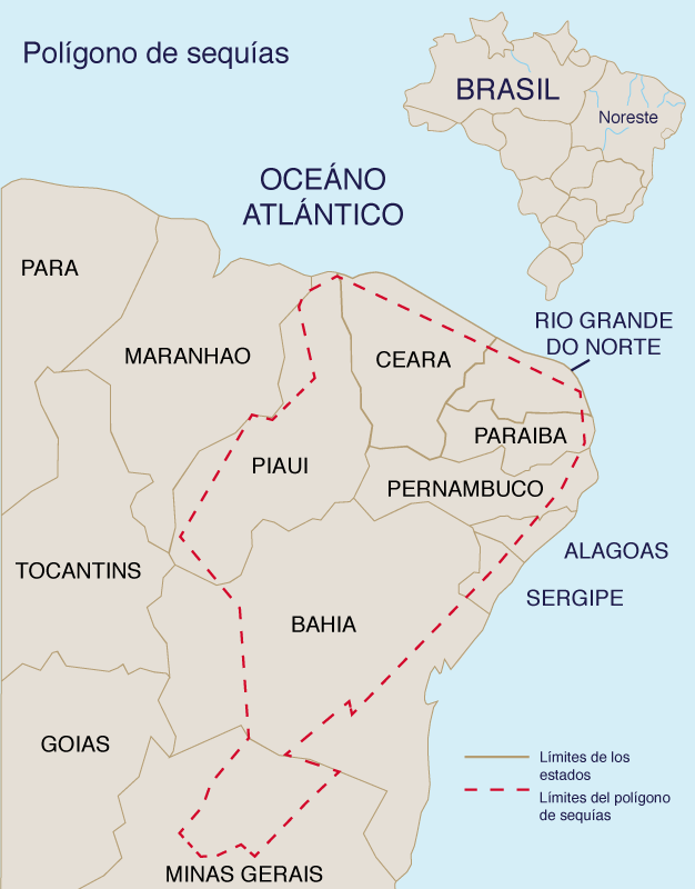 Limits of drought polygon in the semiarid Brazilian Northeast 