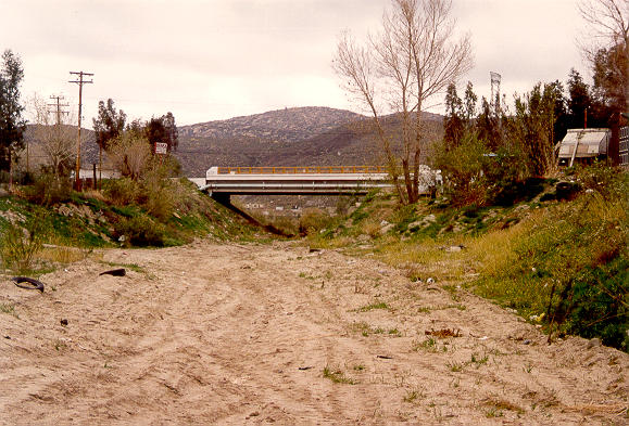 Upstream view of Tecate Creek at the intersection with Highway 2, near Tecate, Baja  California, Mexico