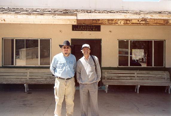 V. M. Ponce and A. V. Shetty posing in front of the Delegacin Real del Castillo, Ensenada, Baja California. Mexico