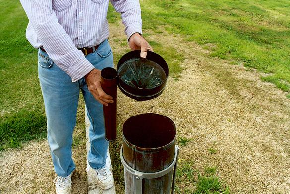 Precipitation gage at Campo, California, March 5, 2005.