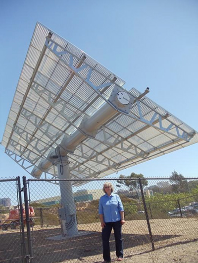 A CPV solar tracker installed on the UCSD campus.