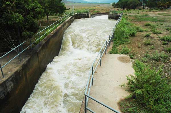 A  hydraulic jump  downstream of a sluice gate