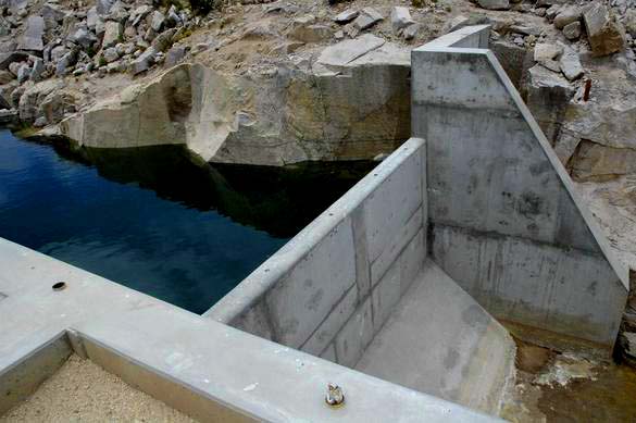 Overflow spillway at Villa Grande Dam, Cuajone, Peru 