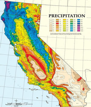 Mean annual precipitation in California
