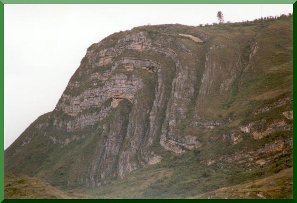 Folded strata at Revash mountain, Amazonas, Peru.